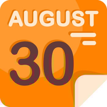 30 August Calendar Flat Icon vector
