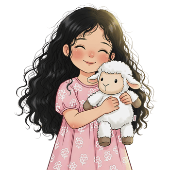 A girl holding a stuffed animal png
