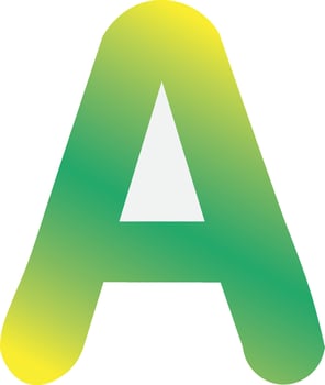 Gradient Letter A Illustration Modern Alphabet Typography Design in Green and Yellow vector