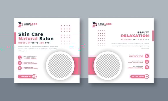 Beauty and Spa Salon Social Media Post Template Elegant Design for Skincare, Wellness, Massage, and Facial Treatment Promotions vector