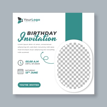 Elegant Birthday Invitation Social Media Post Template Editable Design for Beautiful Party Invitations and Festive Event Promotions vector