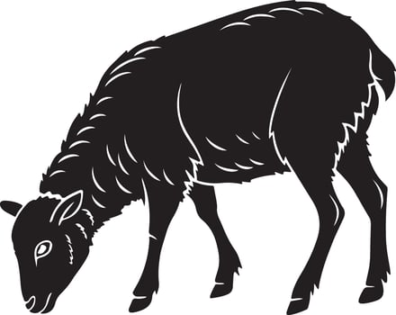 Grazing Sheep Side Profile with Head Down Silhouette vector