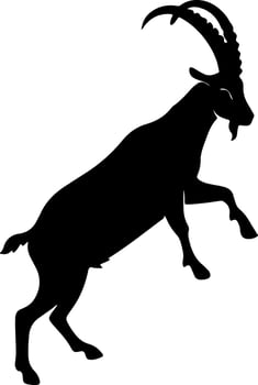 Mountain Goat Climbing Rock Silhouette in Wild Terrain vector
