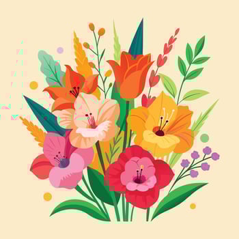 a bouquet of flowers is shown on a light background vector