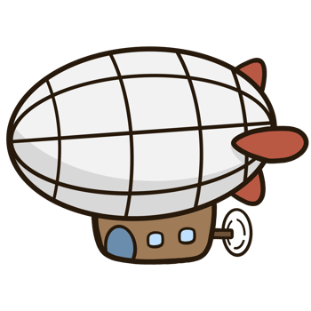 a cartoon airship flying over a house png