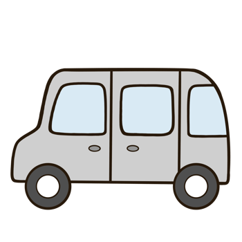 Cartoon of a small grey van on a transparent background. png