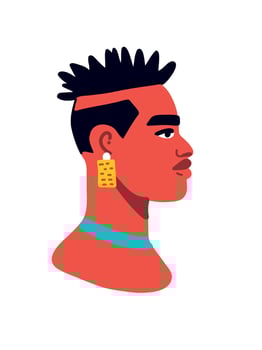 afro profile with hair and nose accent vector
