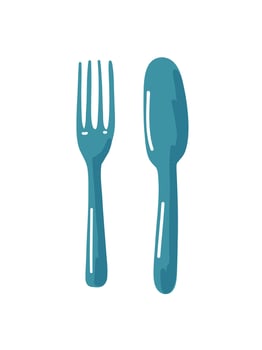 blue cutlery on white background vector
