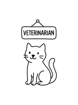 Veterinarian sign with cat vector