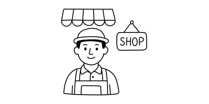 Store clerk doodle vector