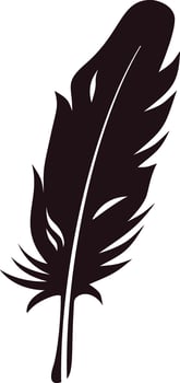 Bird Feather Silhouette. Isolated on White Background, vector