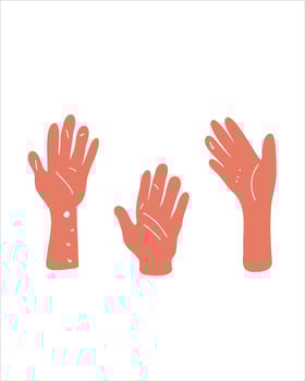 Hands raised up symbol of inclusivity and mutual assistance vector