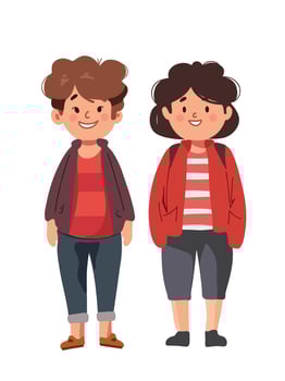 happy boy and girl vector