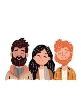 group of young happy people on white background vector