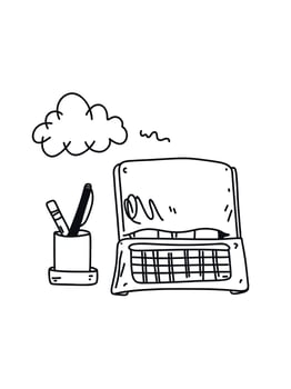 creative cartoon workspace design vector
