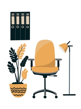 Ergonomic yellow chair for modern office workstations vector