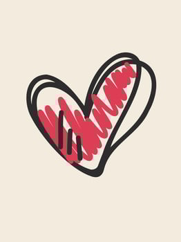 Hand-drawn red heart illustration vector