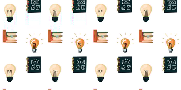 Educational seamless pattern with elements - symbols of knowledge and inspiration vector