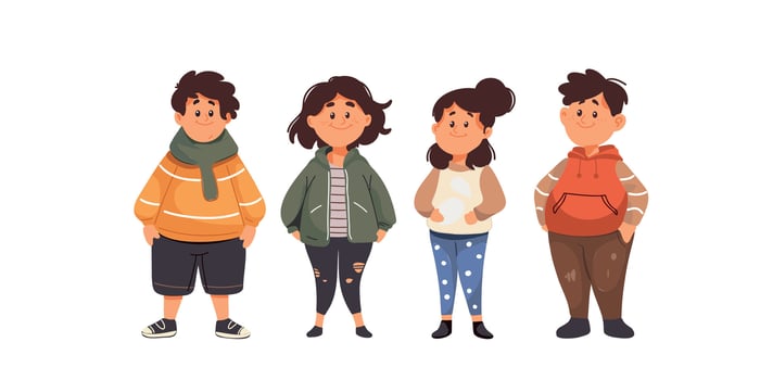 charming cartoon chubby children design set vector