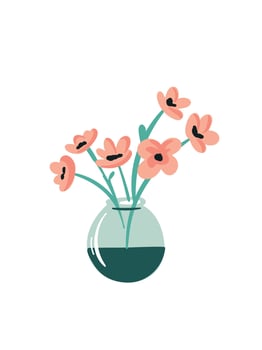 elegant round vase with flowers vector