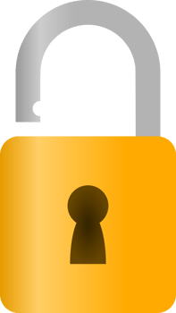 Yellow unlock padlock key png