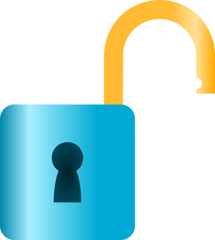 Blue unlock padlock key png