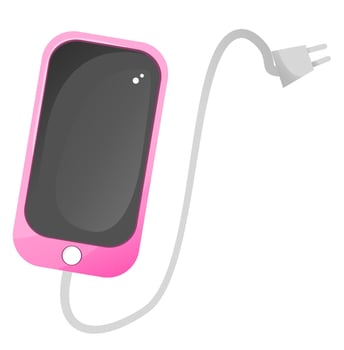 Handphone with charger with isolated background vector