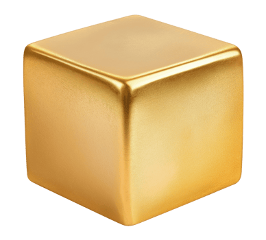 Shiny golden cube isolated on a transparent background png
