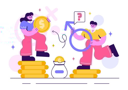 Cartoon Illustration Showing Unfair Treatment Based on Gender in Professional Life vector