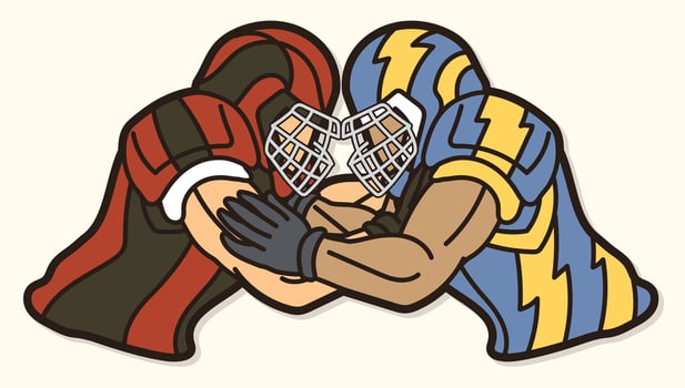 American Football Players Battle Action Cartoon Sport Graphic vector