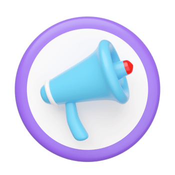 3d blue megaphone with cylinder isolated. announce promotion news for social media networks, online marketing shopping concept, cartoon style. 3d render illustration png