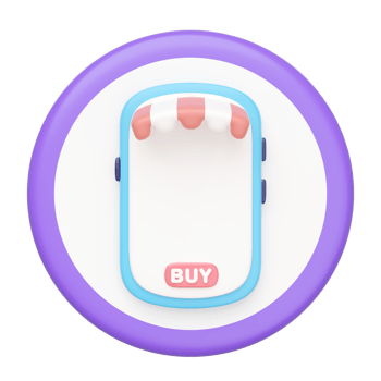 3D blue mobile phone store front with cylinder isolated. Ideal for online shopping concepts. cartoon style. Minimal and modern design. png