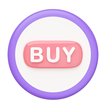 3d Label button icon with buy text isolated. Click to shopping, cartoon style, minimal design, 3d illustration render. png