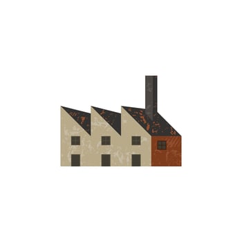 Cute Vintage Factory with Grunge Style. vector
