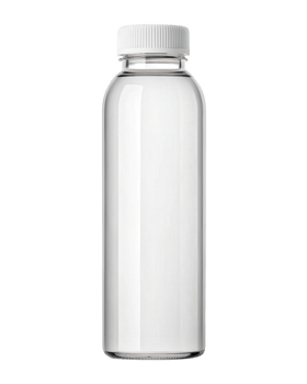 A clear plastic bottle with a white cap png