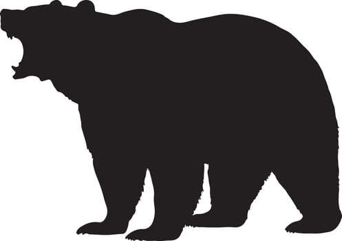 Roaring Bear Silhouette in Wild Nature vector