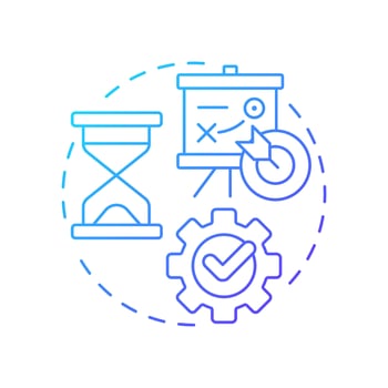Project workflow blue gradient concept icon. Business planning, strategy. Time management. Round shape line illustration. Abstract idea. Graphic design. Easy to use in advertising, marketing vector