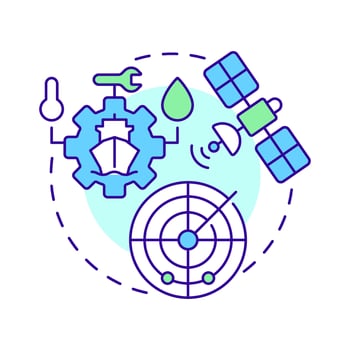 Monitoring multi color concept icon. Real time assessment of vessel position. Stage of passage planning. Round shape line illustration. Abstract idea. Graphic design. Easy to use in booklet vector