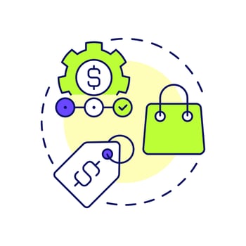 Consistent pricing multi color concept icon. Business strategy, marketing. Profit margin. Round shape line illustration. Abstract idea. Graphic design. Easy to use in infographic, article vector