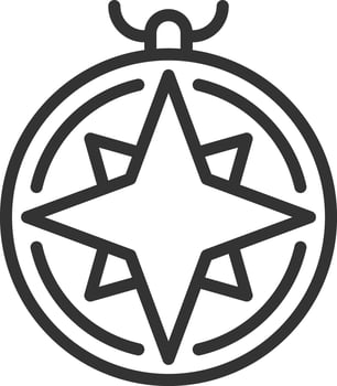 Nautical compass pixel perfect line icon. Vintage vessel navigation. Maritime device indicating direction. Isolated illustration. Outline symbol. Simple linear drawing. Editable stroke vector