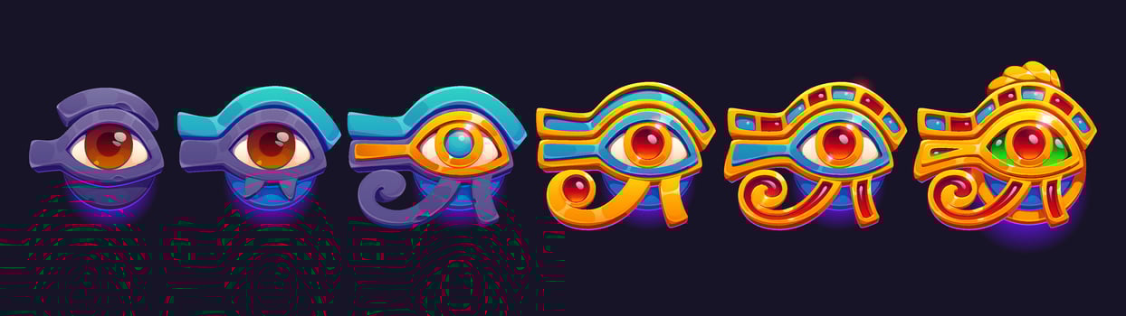 Horus eye rating rank badge, level progress stage vector