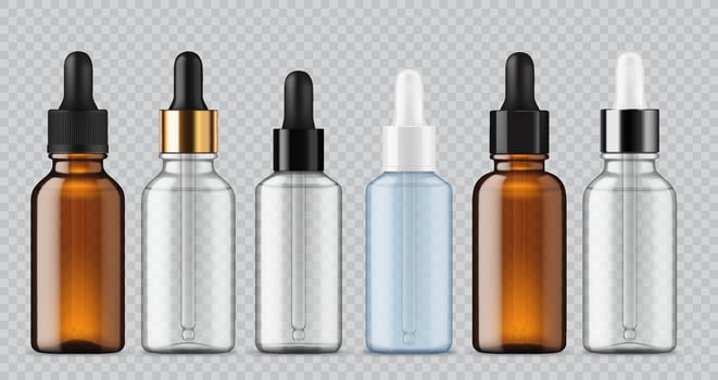Realistic cosmetic bottle mockup with droppers vector