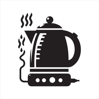 Electric kettle silhouette white background vector