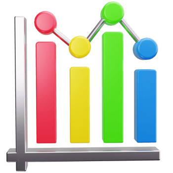3D Icon Colorful Line Graph Report png