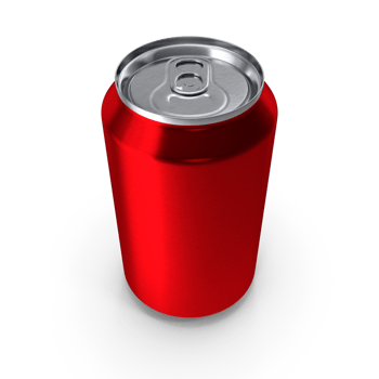 red soda beverage can isolated on transparent background , png