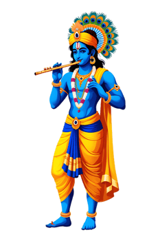 A vibrant depiction of Lord Krishna png