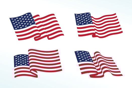 waving American flag set on white background. This is great for national celebrations, events, greeting cards such as Independence Day, Veterans Day, election, president's day, etc. vector