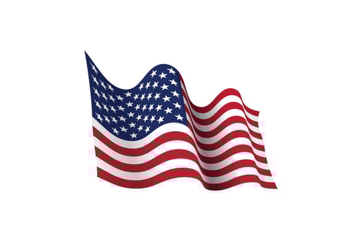 Realistic waving American flag on white background. This is great for national celebrations, events, greeting cards such as Independence Day, Veterans Day, election, etc. vector