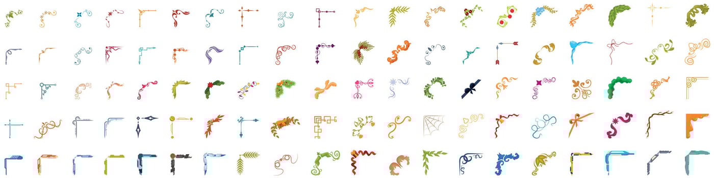 Collection of colorful corner decorations for design projects vector