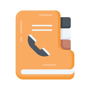 A flat icon showing phone directory with user contacts vector